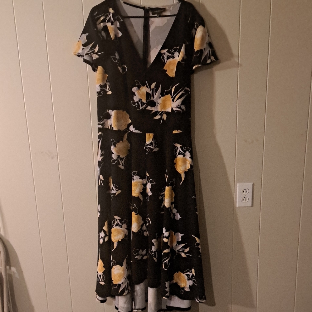Lane Bryant Black Dress with Yellow Floral Design